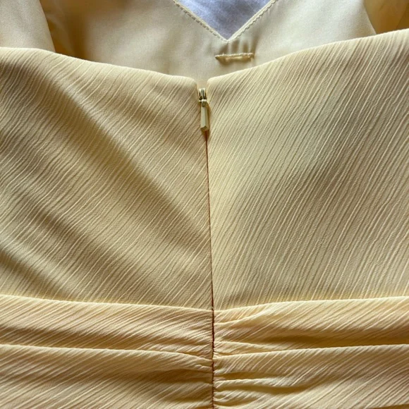 David’s Bridal Strapless or Spaghetti Strap Crinkle Chiffon Canary Dress Size 4 - Picture 8 of 9